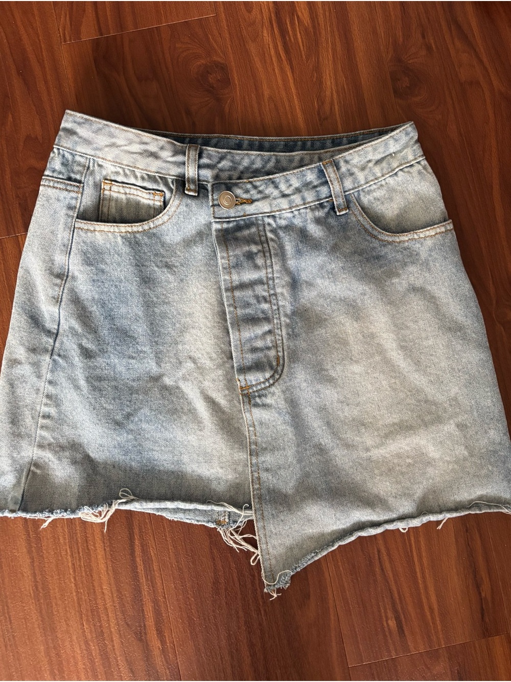Sage Light Wash Denim Mini Skirt
